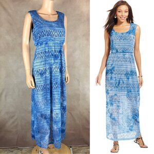 STYLE & CO. Blue Geo Cut-out Semi-Sheer Maxi Dress NWT XS